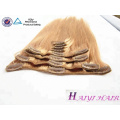 Factory Direct 120 160 220 260 grams/set Double Drawn Thick Ends Triple Weft With Lace Attached Clip in Hair Extension